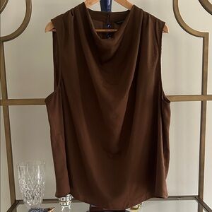 Banana Republic Chocolate Brown Sleeveless Draped Blouse